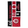 [Personalization Only] OFFICIAL MLB Colorblock Personalized Beach Towel - Reds