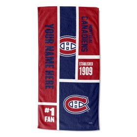 [Personalization Only] OFFICIAL NHL Colorblock Personalized Beach Towel - Montreal Canadiens