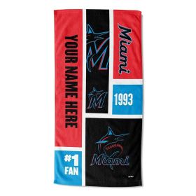 [Personalization Only] OFFICIAL MLB Colorblock Personalized Beach Towel - Marlins