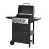 Propane Gas Grill 3 Burner Barbecue Grill, Stainless Steel 26,000 BTU Patio Garden Barbecue Grill with Two Shelves, Lid, Wheels and Bottle Opener