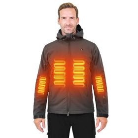 Heated Jacket For Men ANTARCTICA GEAR Winter Coat With 12V 16000mAh Battery Pack, Soft Shell Heating Hood Jacket (Option: Grey-3XL)